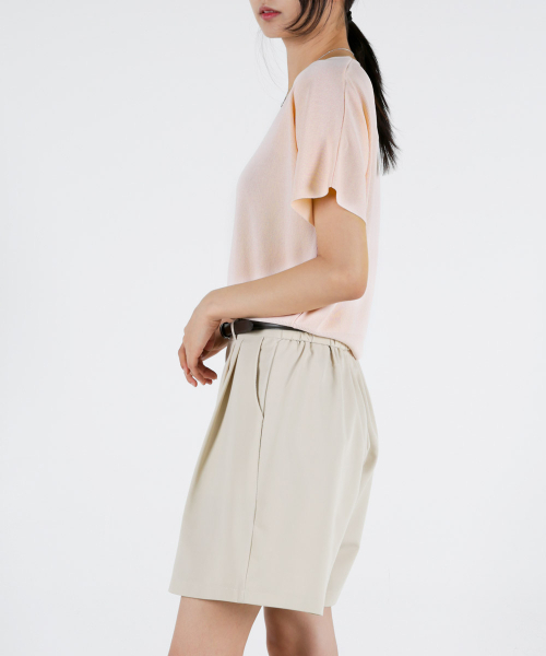 UMM(ウム)の「レディース サマー ソフトタッチ Vネックニット 3COLOR(Tシャツ/カットソー・レディース・ベージュ/ブラック/ライトピンク・F)」の9枚目の写真
