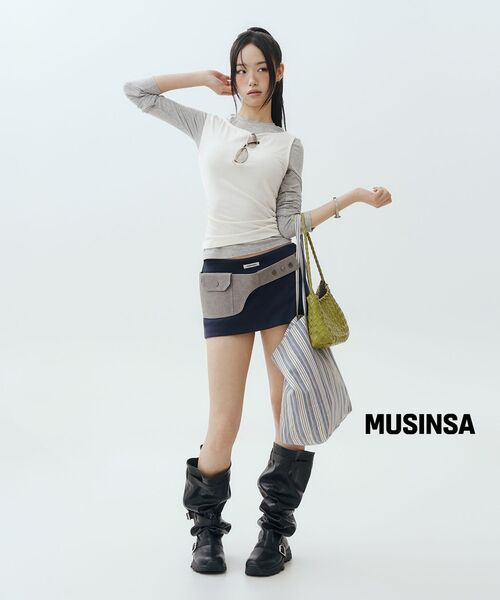 RONRON(ロンロン)の「SOFT MINI LABEL LONG SLEEVE GREY STRIPE(Tシャツ/カットソー・レディース・その他・FREE)」の3枚目の写真