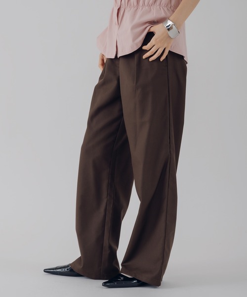 MUHET(ミュエータ)の「waist design straight pants / ウエストデザインストレートパンツ(スラックス・レディース・ブラウン/オフホワイト/チャコールグレー・MEDIUM/SMALL/LARGE)」の7枚目の写真