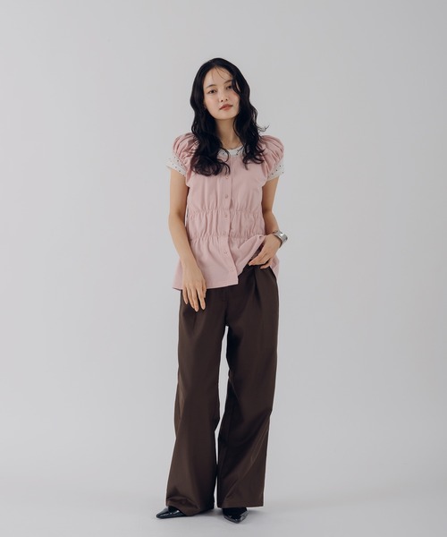MUHET(ミュエータ)の「waist design straight pants / ウエストデザインストレートパンツ(スラックス・レディース・ブラウン/オフホワイト/チャコールグレー・MEDIUM/SMALL/LARGE)」の9枚目の写真