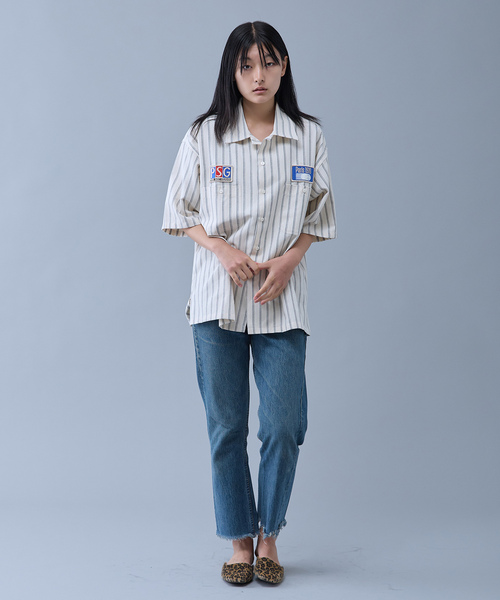 PARIS SAINT-GERMAIN(パリサンジェルマン)の「【Paris Saint-Germain / パリ・サン=ジェルマン】 JP 1970 Stripe Shirt(シャツ/ブラウス・メンズ・ネイビー/ピンク/ホワイト・MEDIUM/LARGE)」の8枚目の写真