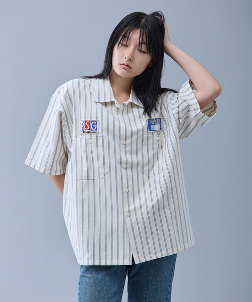PARIS SAINT-GERMAIN(パリサンジェルマン)の「【Paris Saint-Germain / パリ・サン=ジェルマン】 JP 1970 Stripe Shirt(シャツ/ブラウス・メンズ・ネイビー/ピンク/ホワイト・MEDIUM/LARGE)」の13枚目の写真