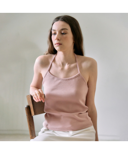 Ellioti(エリオティ)の「Ive Halter Sleeveless Top_5Color(Tシャツ/カットソー・レディース・ブラック/イエロー/ミント/ホワイト/PINK・FREE)」の5枚目の写真