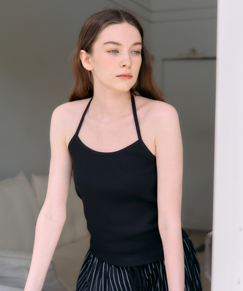 Ellioti(エリオティ)の「Ive Halter Sleeveless Top_5Color(Tシャツ/カットソー・レディース・ブラック/イエロー/ミント/ホワイト/PINK・FREE)」の9枚目の写真