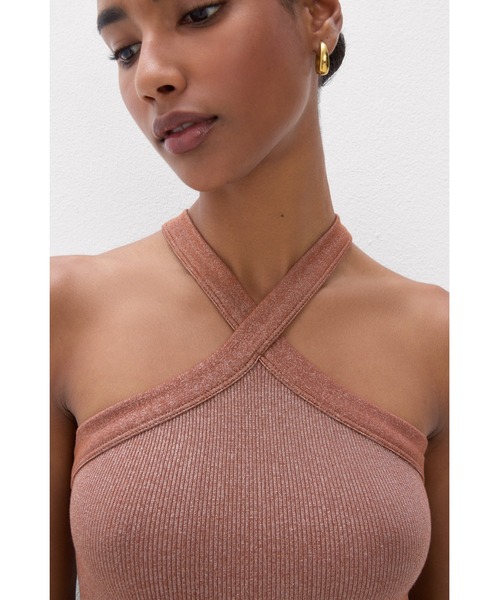Intimissimi(インティミッシミ)の「クロスデザイン ラメ入りリブ ボディスーツ(その他トップス・レディース・タン/アクア/サファリグリーン/ライラック・L/M/S)」の6枚目の写真