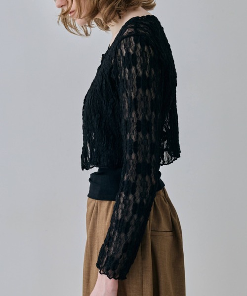 flaeu(フラユ)の「Flower Lace Short Cardigan(カーディガン/ボレロ・レディース・ブラック/アイボリー・FREE)」の8枚目の写真
