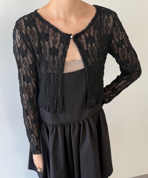 flaeu(フラユ)の「Flower Lace Short Cardigan(カーディガン/ボレロ・レディース・ブラック/アイボリー・FREE)」の14枚目の写真