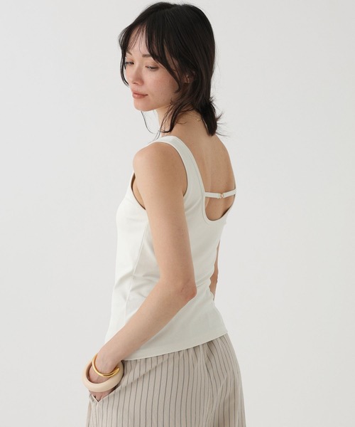 BABYLONE(バビロン)の「カップ付きバッグチャームタンク(タンクトップ・レディース・ブラック/オフホワイト・フリー)」の6枚目の写真
