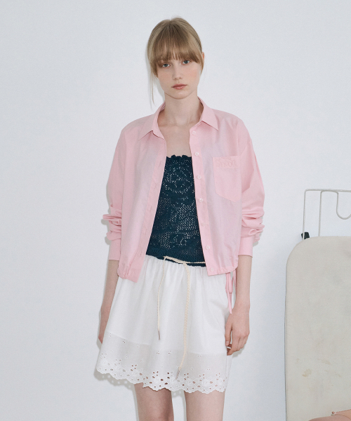 SINOON（シヌーン）の「2-Way Drawstring Crop Shirt (Pink)（シャツ/ブラウス・レディース・PINK・FREE）」の2枚目の写真