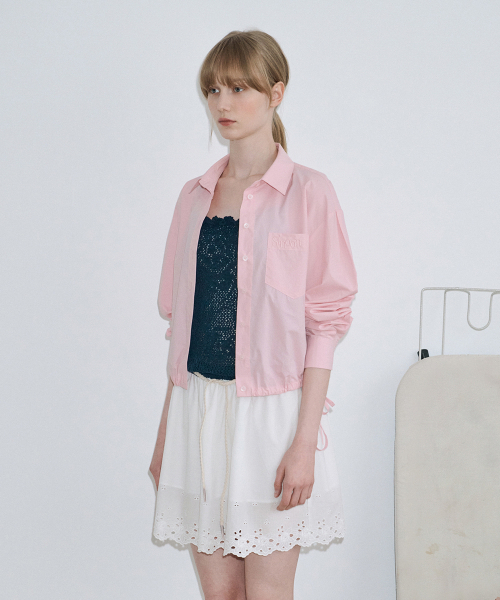 SINOON（シヌーン）の「2-Way Drawstring Crop Shirt (Pink)（シャツ/ブラウス・レディース・PINK・FREE）」の3枚目の写真