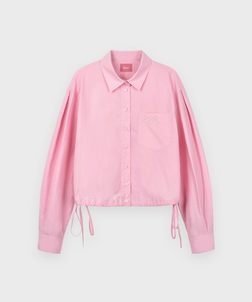 SINOON（シヌーン）の「2-Way Drawstring Crop Shirt (Pink)（シャツ/ブラウス・レディース・PINK・FREE）」の4枚目の写真
