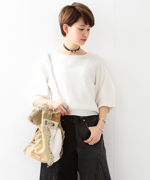 Ray BEAMS（レイビームス）の「Ray BEAMS / バルーンスリーブ プルオーバー（ニット/セーター・レディース・オフホワイト/ピンク/ブルー系その他・ONE SIZE）」の2枚目の写真