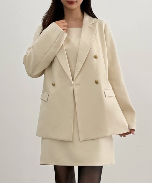CENEA(セネア)の「テーラードジャケット+キャミミニワンピース(ペチパンツ付き)(セットアップ・レディース・ダークグレー/アイボリー/ブラック・LARGE/MEDIUM/SMALL)」の11枚目の写真