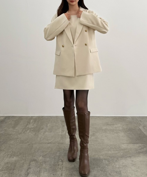 CENEA(セネア)の「テーラードジャケット+キャミミニワンピース(ペチパンツ付き)(セットアップ・レディース・ダークグレー/アイボリー/ブラック・LARGE/MEDIUM/SMALL)」の12枚目の写真