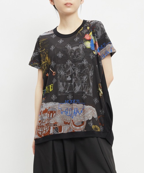 gomme(ゴム)の「ロンドンコクーンT(Tシャツ/カットソー・レディース・ブラック/ホワイト・MEDIUM)」の2枚目の写真