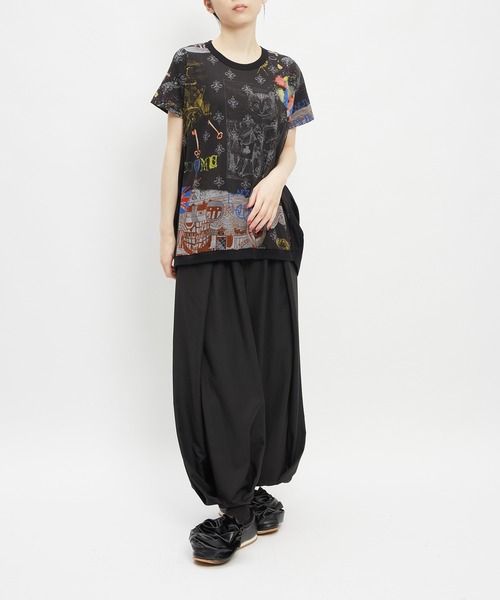 gomme(ゴム)の「ロンドンコクーンT(Tシャツ/カットソー・レディース・ブラック/ホワイト・MEDIUM)」の7枚目の写真