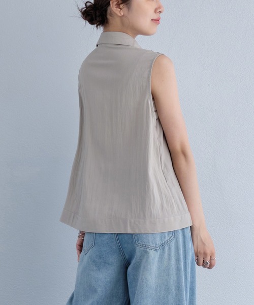 murea(ミュレア)の「ピンタックペプラムノースリーブシャツブラウス(シャツ/ブラウス・レディース・ホワイト/ベージュ/ブラック/ブルー・FREE)」の18枚目の写真