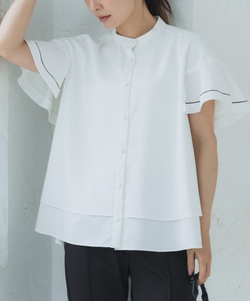 Sono(ソーノ)の「接触冷感/吸水速乾/ご自宅でお洗濯可能/UVカット【新作6/19発売】【SONO/ソーノ】【Heat shield】ハミングフレアブラウス(シャツ/ブラウス・レディース・ネイビー/ホワイト・F)」の3枚目の写真