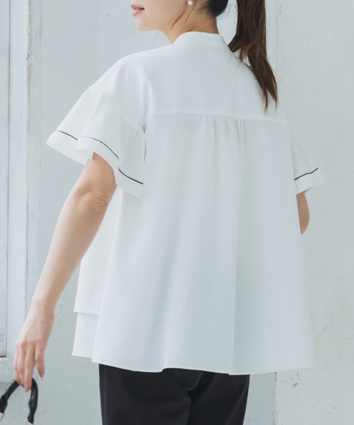 Sono(ソーノ)の「接触冷感/吸水速乾/ご自宅でお洗濯可能/UVカット【新作6/19発売】【SONO/ソーノ】【Heat shield】ハミングフレアブラウス(シャツ/ブラウス・レディース・ネイビー/ホワイト・F)」の5枚目の写真