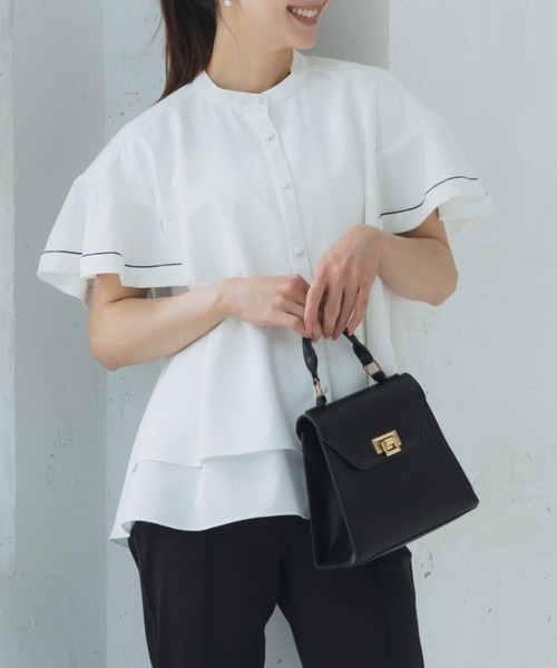 Sono(ソーノ)の「接触冷感/吸水速乾/ご自宅でお洗濯可能/UVカット【新作6/19発売】【SONO/ソーノ】【Heat shield】ハミングフレアブラウス(シャツ/ブラウス・レディース・ネイビー/ホワイト・F)」の6枚目の写真