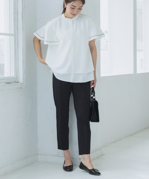 Sono(ソーノ)の「接触冷感/吸水速乾/ご自宅でお洗濯可能/UVカット【新作6/19発売】【SONO/ソーノ】【Heat shield】ハミングフレアブラウス(シャツ/ブラウス・レディース・ネイビー/ホワイト・F)」の7枚目の写真