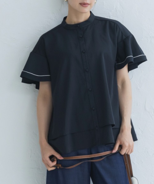 Sono(ソーノ)の「接触冷感/吸水速乾/ご自宅でお洗濯可能/UVカット【新作6/19発売】【SONO/ソーノ】【Heat shield】ハミングフレアブラウス(シャツ/ブラウス・レディース・ネイビー/ホワイト・F)」の10枚目の写真