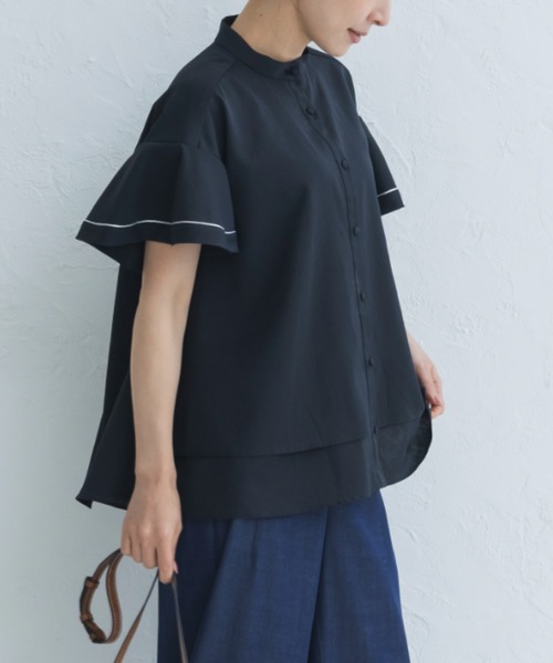 Sono(ソーノ)の「接触冷感/吸水速乾/ご自宅でお洗濯可能/UVカット【新作6/19発売】【SONO/ソーノ】【Heat shield】ハミングフレアブラウス(シャツ/ブラウス・レディース・ネイビー/ホワイト・F)」の11枚目の写真