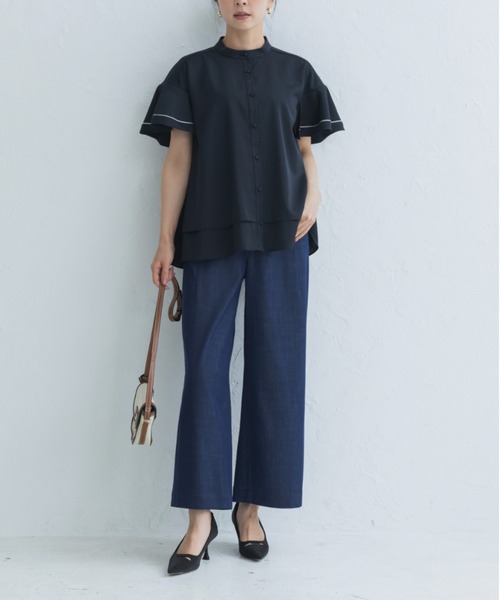 Sono(ソーノ)の「接触冷感/吸水速乾/ご自宅でお洗濯可能/UVカット【新作6/19発売】【SONO/ソーノ】【Heat shield】ハミングフレアブラウス(シャツ/ブラウス・レディース・ネイビー/ホワイト・F)」の13枚目の写真