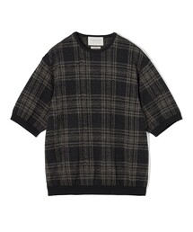 TOMORROWLAND tricot チェック柄 強撚ハイゲージコットンニットTシャツ