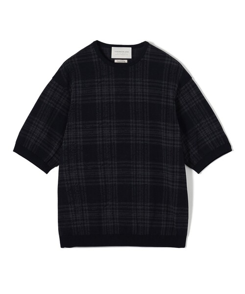 TOMORROWLAND (トゥモローランド)の「TOMORROWLAND tricot チェック柄 強撚ハイゲージコットンニットTシャツ(ニット/セーター・メンズ・ブルー系その他/グレー系その他・M/L/S)」の1枚目の写真