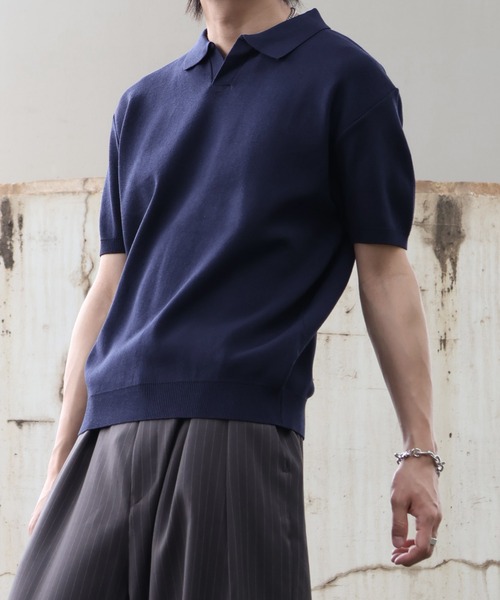 Art re A select(アトリエセレクト)の「【MADE IN KOREA】バウンスサマーニット半袖スキッパーポロシャツ(ポロシャツ・メンズ・ブラウン/ブラック/ネイビー/ベージュ・L/M)」の4枚目の写真