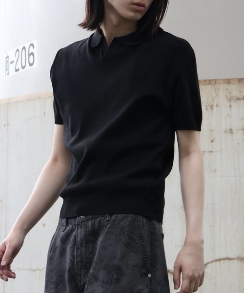 Art re A select(アトリエセレクト)の「【MADE IN KOREA】バウンスサマーニット半袖スキッパーポロシャツ(ポロシャツ・メンズ・ブラウン/ブラック/ネイビー/ベージュ・L/M)」の1枚目の写真