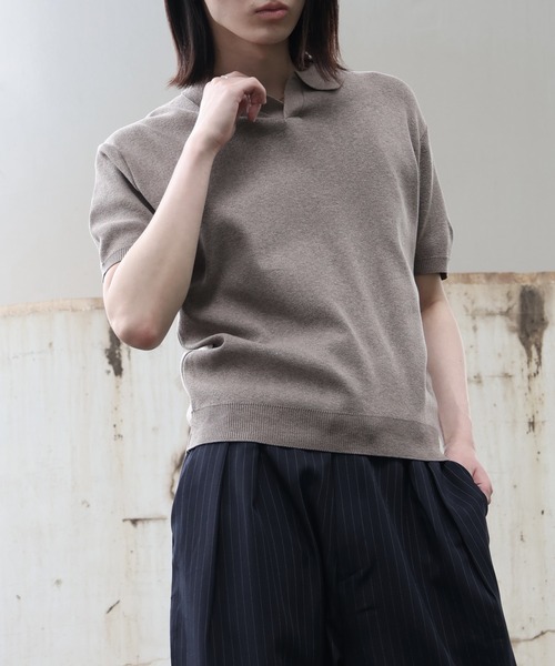 Art re A select(アトリエセレクト)の「【MADE IN KOREA】バウンスサマーニット半袖スキッパーポロシャツ(ポロシャツ・メンズ・ブラウン/ブラック/ネイビー/ベージュ・L/M)」の9枚目の写真