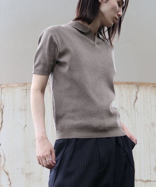 Art re A select(アトリエセレクト)の「【MADE IN KOREA】バウンスサマーニット半袖スキッパーポロシャツ(ポロシャツ・メンズ・ブラウン/ブラック/ネイビー/ベージュ・L/M)」の10枚目の写真