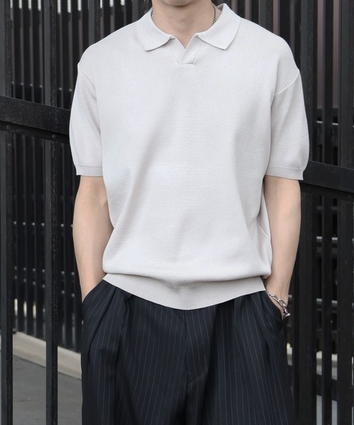 Art re A select(アトリエセレクト)の「【MADE IN KOREA】バウンスサマーニット半袖スキッパーポロシャツ(ポロシャツ・メンズ・ブラウン/ブラック/ネイビー/ベージュ・L/M)」の12枚目の写真