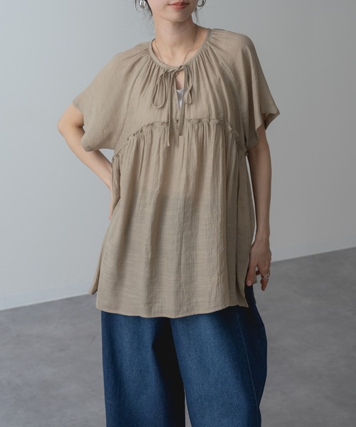 refinedworks】大人の シアー チュニック ブラウス（シャツ/ブラウス