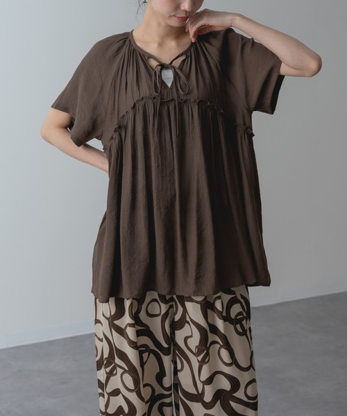 セール】【refinedworks】大人の シアー チュニック ブラウス（シャツ