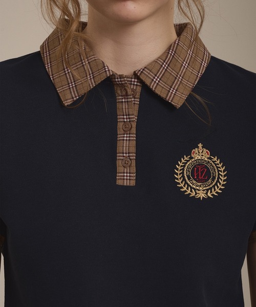 hazyl(ヘイジル)の「emblem logo polo shirt / エンブレムロゴポロシャツ(ポロシャツ・レディース・ネイビー/ブラウン系その他・フリー)」の8枚目の写真