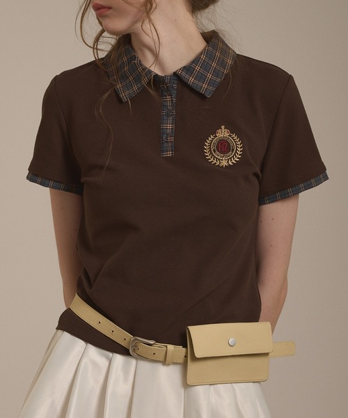 hazyl(ヘイジル)の「emblem logo polo shirt / エンブレムロゴポロシャツ(ポロシャツ・レディース・ネイビー/ブラウン系その他・フリー)」の21枚目の写真