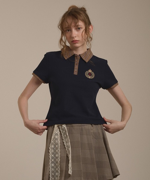 hazyl(ヘイジル)の「emblem logo polo shirt / エンブレムロゴポロシャツ(ポロシャツ・レディース・ネイビー/ブラウン系その他・フリー)」の15枚目の写真