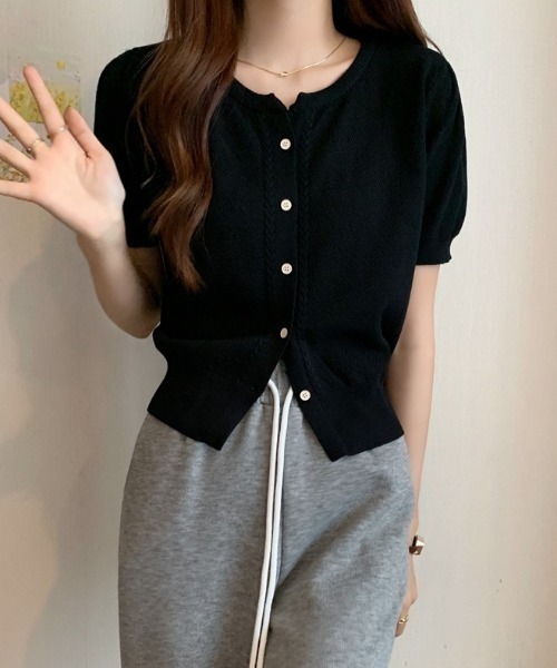 HAILY(ヘイリー)の「ケーブルラインサマーニットクルーネックカーディガン(カーディガン/ボレロ・レディース・ベージュ/ホワイト/ブラック・FREE)」の11枚目の写真