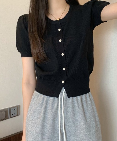 HAILY(ヘイリー)の「ケーブルラインサマーニットクルーネックカーディガン(カーディガン/ボレロ・レディース・ベージュ/ホワイト/ブラック・FREE)」の12枚目の写真