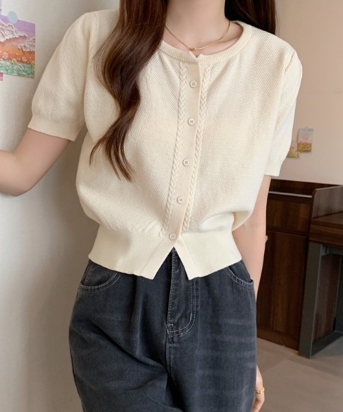 HAILY(ヘイリー)の「ケーブルラインサマーニットクルーネックカーディガン(カーディガン/ボレロ・レディース・ベージュ/ホワイト/ブラック・FREE)」の16枚目の写真