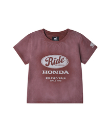 Womens Vintage Ride Washed Crop Tee Dark Red