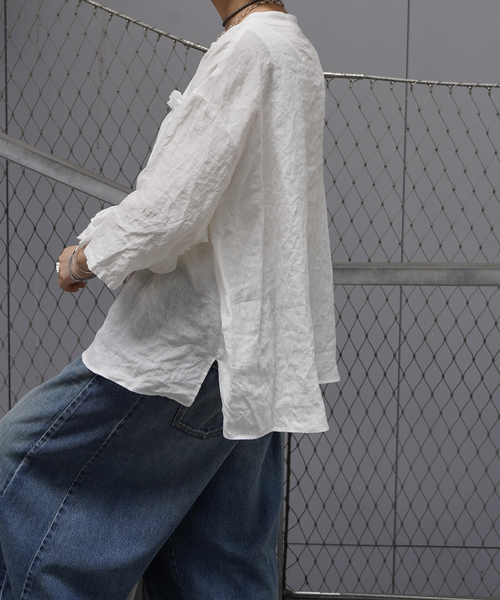 JOURNAL STANDARD LUXE(ジャーナルスタンダード ラックス)の「フレンチリネンキャンバス フリルプルブラウス(シャツ/ブラウス・レディース・ブラック/ホワイト・FREE)」の13枚目の写真