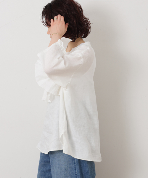 JOURNAL STANDARD LUXE(ジャーナルスタンダード ラックス)の「フレンチリネンキャンバス フリルプルブラウス(シャツ/ブラウス・レディース・ブラック/ホワイト・FREE)」の17枚目の写真
