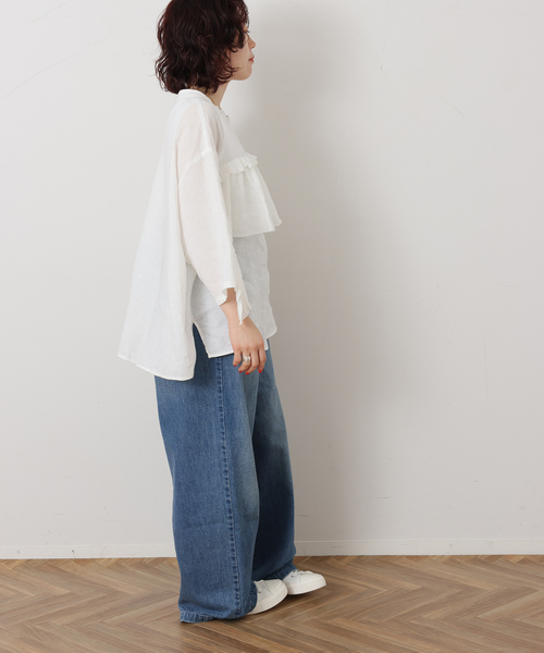 JOURNAL STANDARD LUXE(ジャーナルスタンダード ラックス)の「フレンチリネンキャンバス フリルプルブラウス(シャツ/ブラウス・レディース・ブラック/ホワイト・FREE)」の18枚目の写真