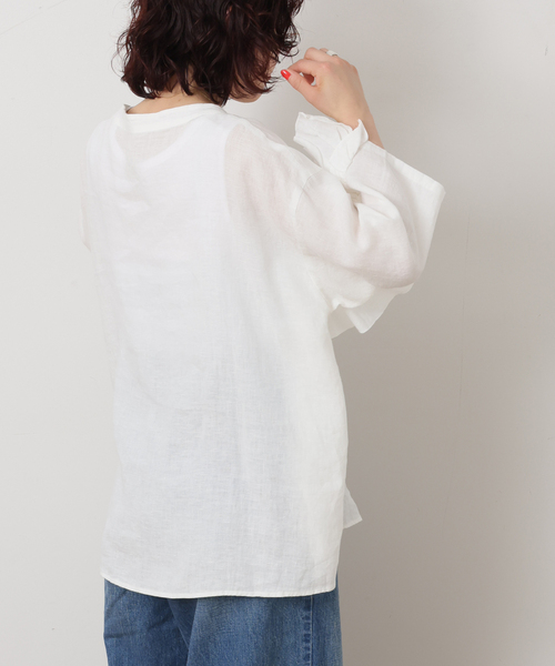 JOURNAL STANDARD LUXE(ジャーナルスタンダード ラックス)の「フレンチリネンキャンバス フリルプルブラウス(シャツ/ブラウス・レディース・ブラック/ホワイト・FREE)」の19枚目の写真