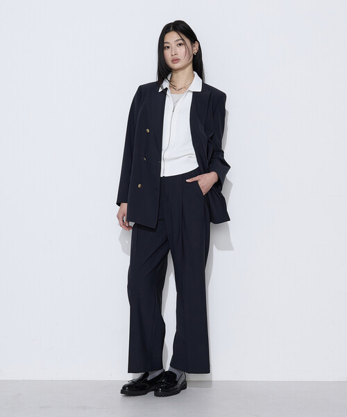 COMME CA(コムサ)の「〔 TALLサイズ 〕 【セットアップ対応】T/W2WAYストレッチ ストレートパンツ(その他パンツ・レディース・ネイビー/ブラウン・13号/15号)」の4枚目の写真