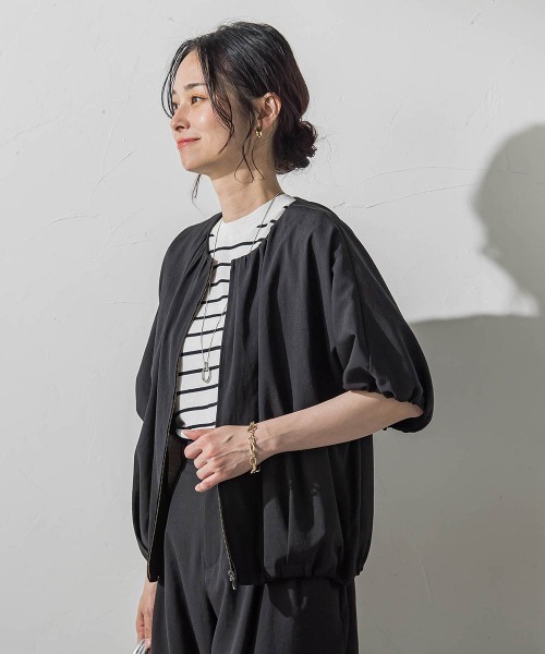 LAUTREAMONT(ロートレアモン)の「ナチュラルストレッチジャケット≪セット着用可≫(ダウンジャケット/コート・レディース・ベージュ/ブラック・9号)」の3枚目の写真